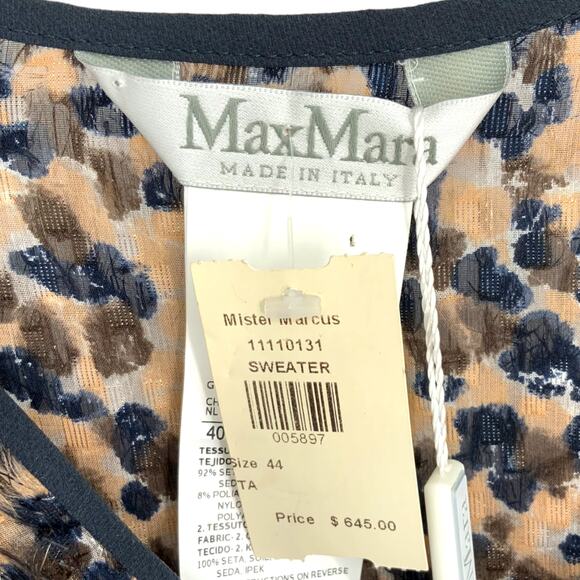 Max Mara | 10 | Vagare Designer Silk Animal Print Top Made in Italy | NWT $645 - Picture 3 of 9